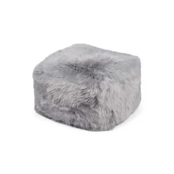 Firkantet puf | Langhåret | New Zealand | Læderbagside