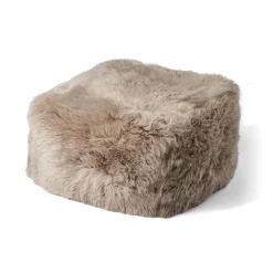 Firkantet puf | Langhåret | New Zealand | Læderbagside