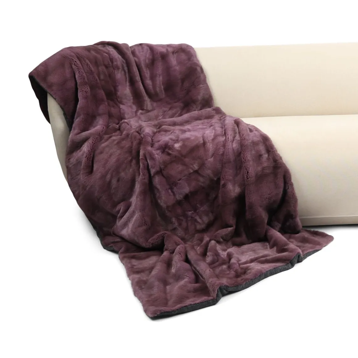 Minkplaid | Bagside af kashmir | Lilla | 100x200 cm