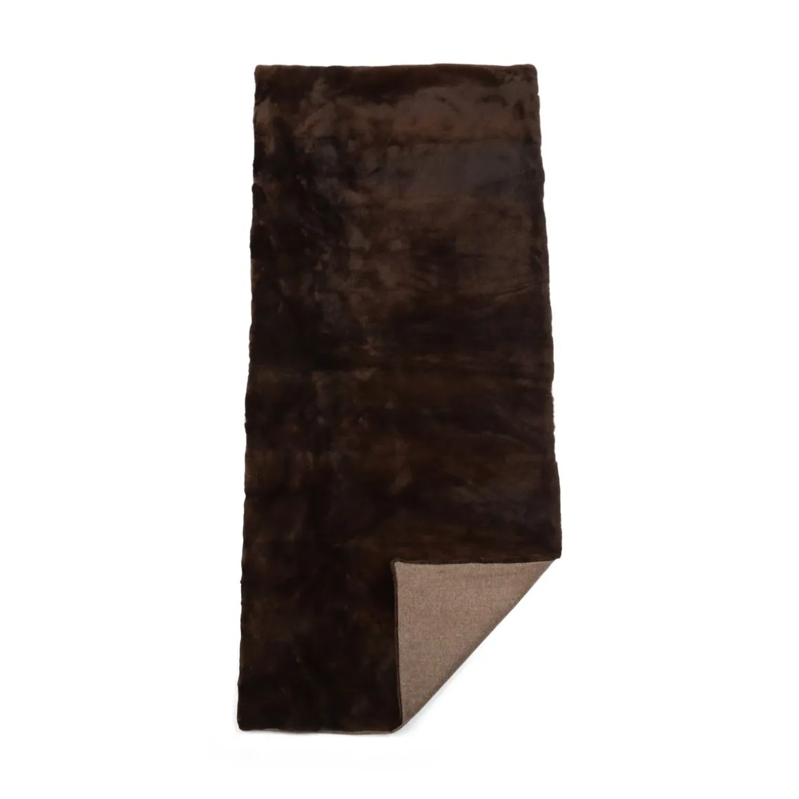 Minkplaid | Bagside af kashmir | Mørkebrun | 64x142 cm
