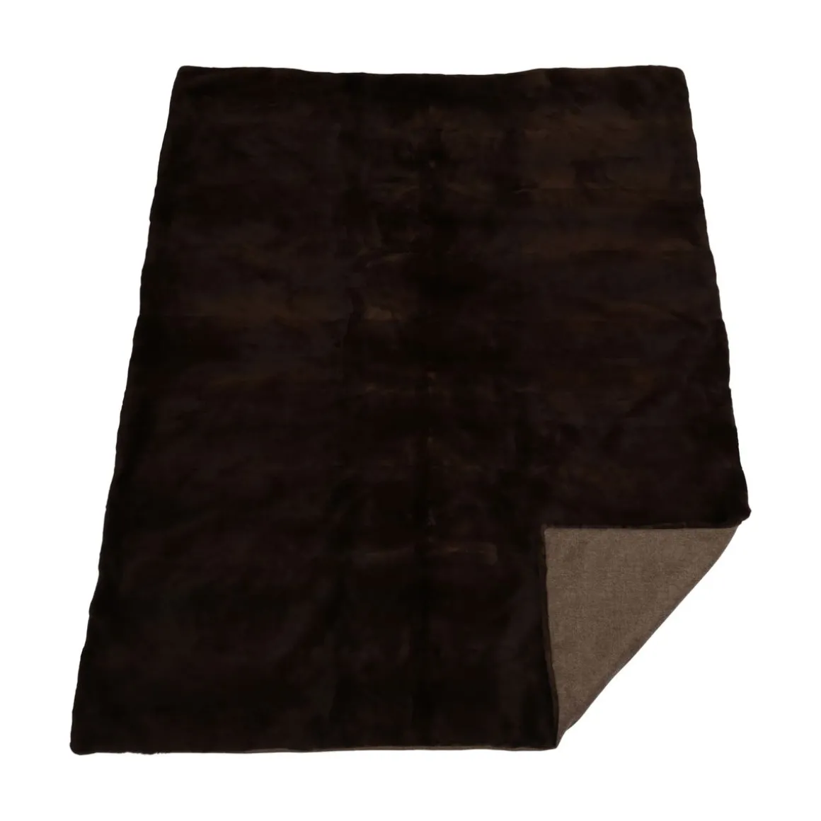 Minkplaid | Bagside af kashmir | Mørkebrun | 120x150 cm