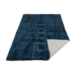 Minkplaid | Bagside af kashmir | Blå Indigo | 142x202 cm