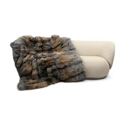 Premium ræveplaid | Bagside af kashmir | Gold Cross Fox | 180x150 cm